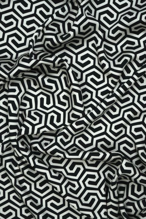 Viscose black ecru geometry