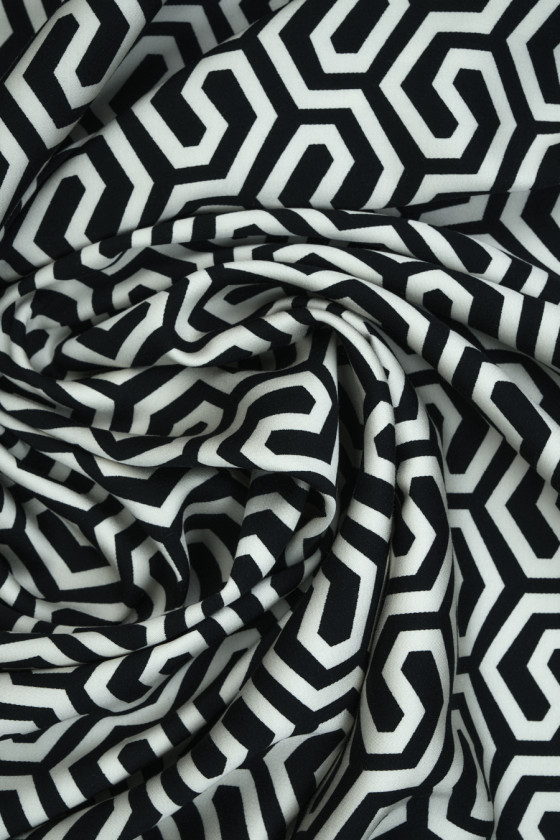 Viscose black ecru geometry