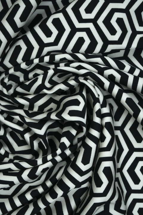 Viscose black ecru geometry