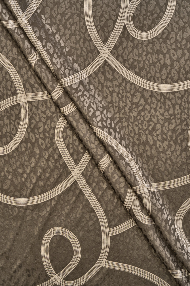 Jacquard stoffen linten en panter KUPON 190cm