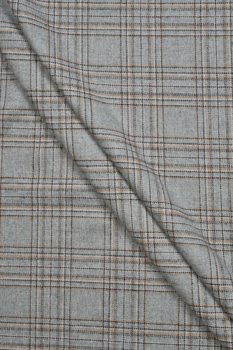 Tissu de costume à carreaux gris beige