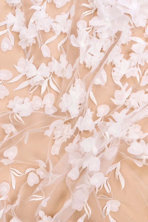 3D Cream Evening Fabric