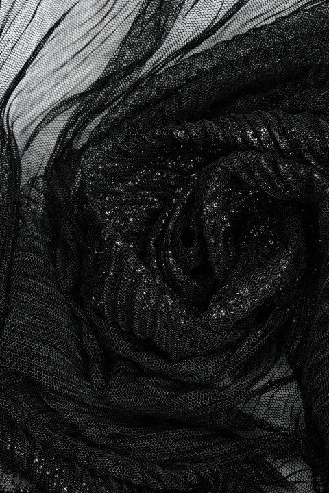 Pleated black decorated tulle