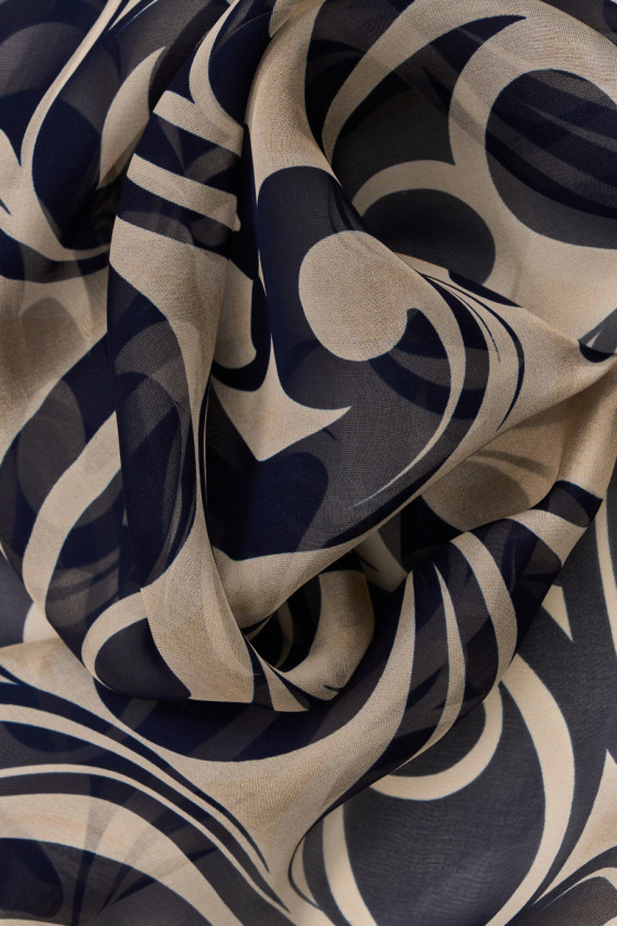 Chiffon di viscosa con seta blu navy