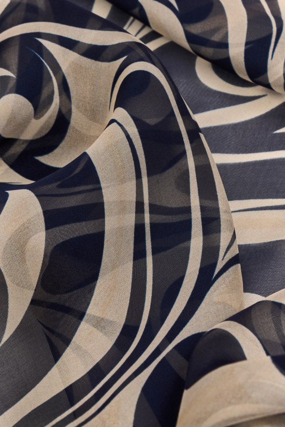 Chiffon di viscosa con seta blu navy