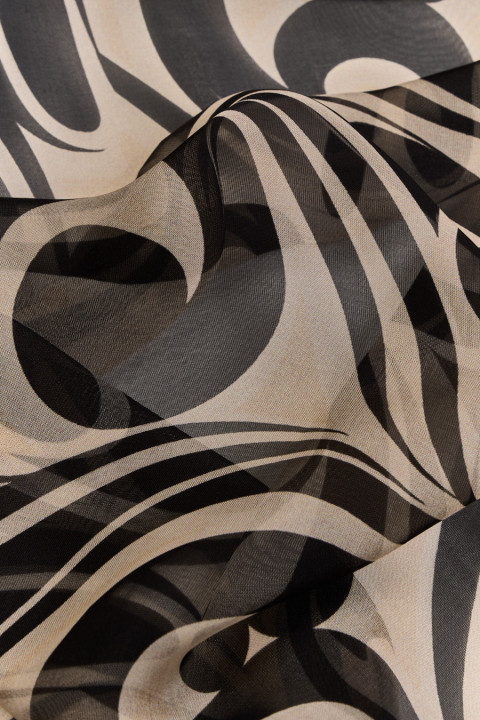 Viscose chiffon met zijde zwart