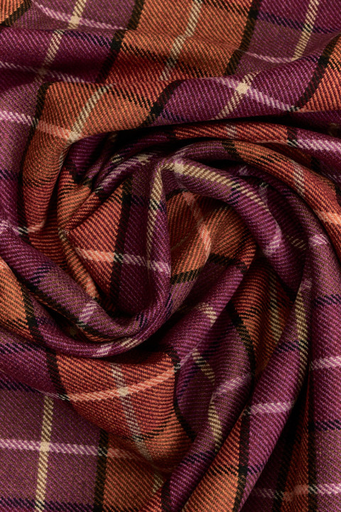 Polywool orange purple check