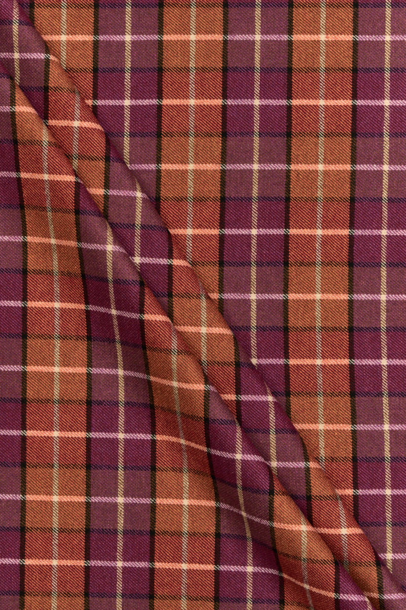 Costume fabric orange-purple check