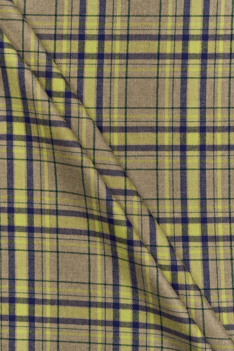 Costume fabric warm beige with purple check