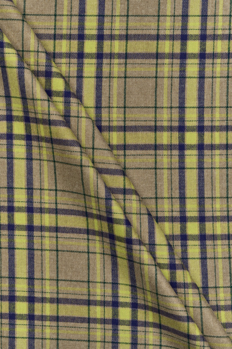 Polycotton teplá béžová s fialovou kostkou