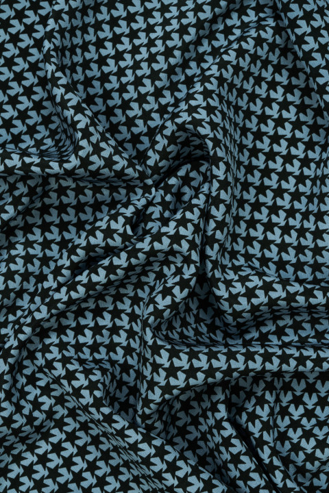 Stern-Crêpe aus blauer Seide