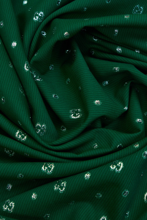 Green shirt fabric with stripes