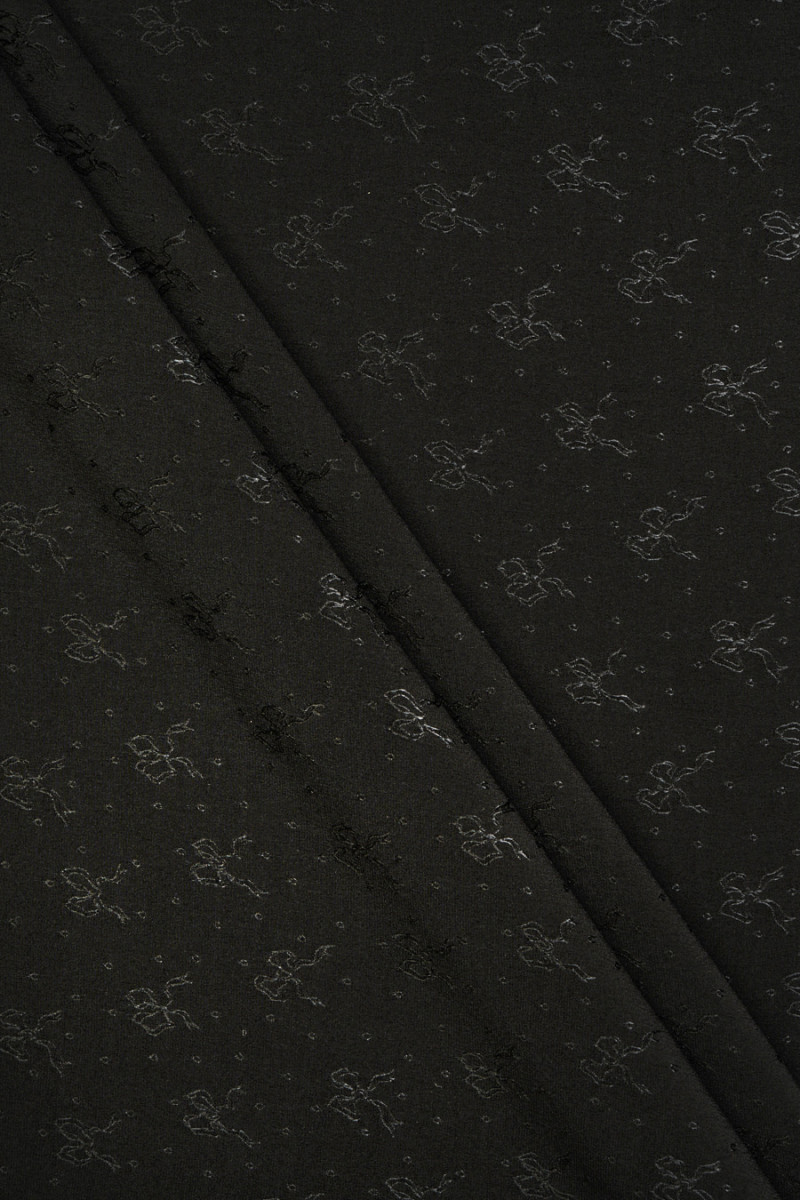 Jacquard silk with bows black