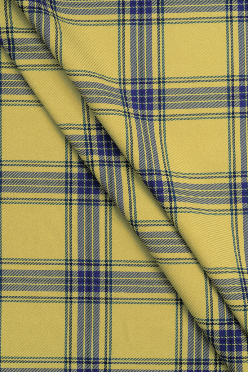 Plaid polyviscose olive-navy blue