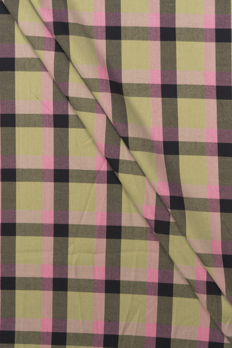 Checkered polyviscose pink-green