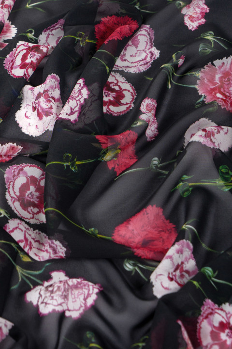 Silk patterned chiffon - cloves