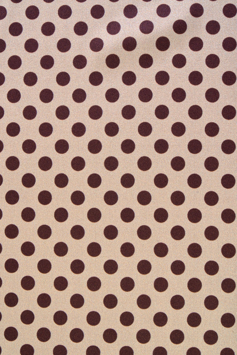 Beige silk satin with brown polka dots