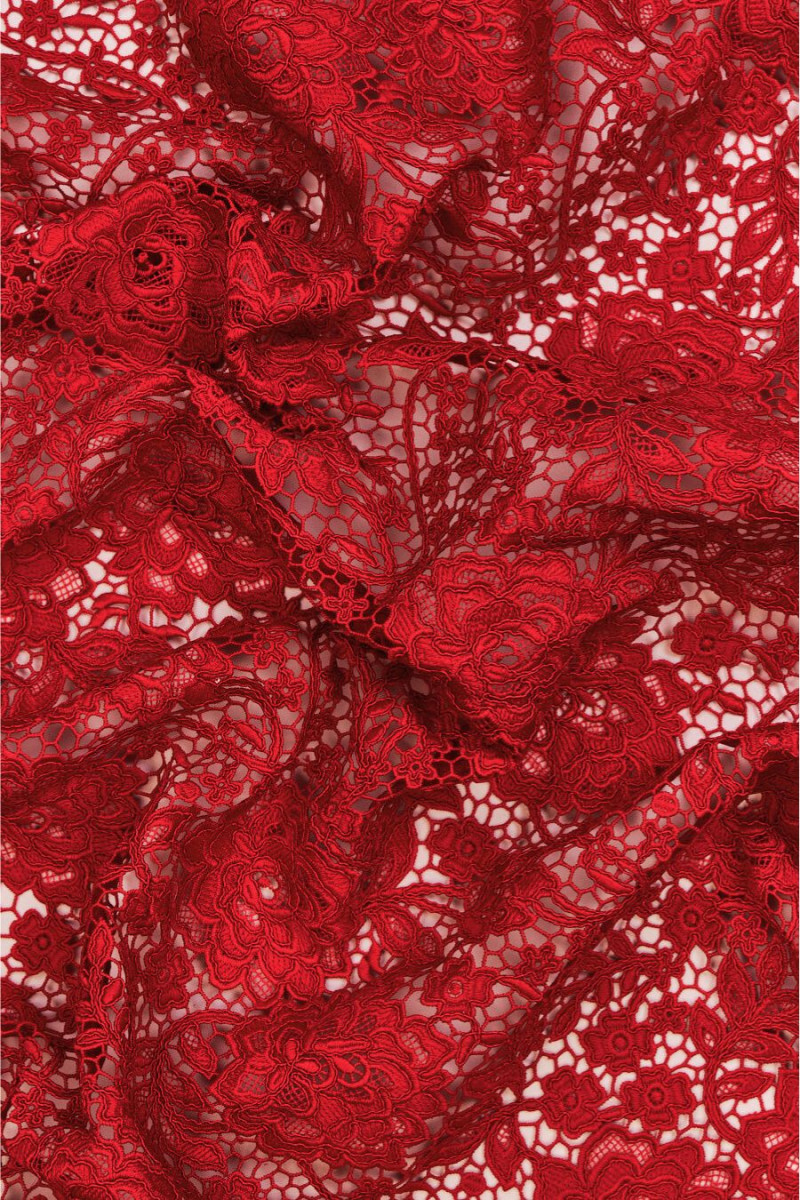 Red guipure with roses