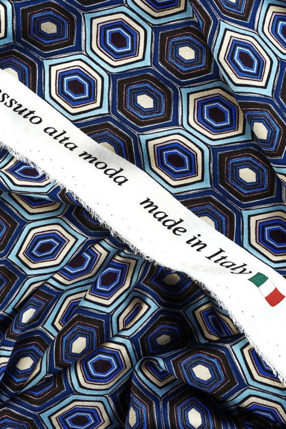 Silk satin hexagon blue