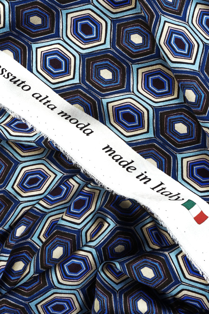 Silk satin hexagon blue