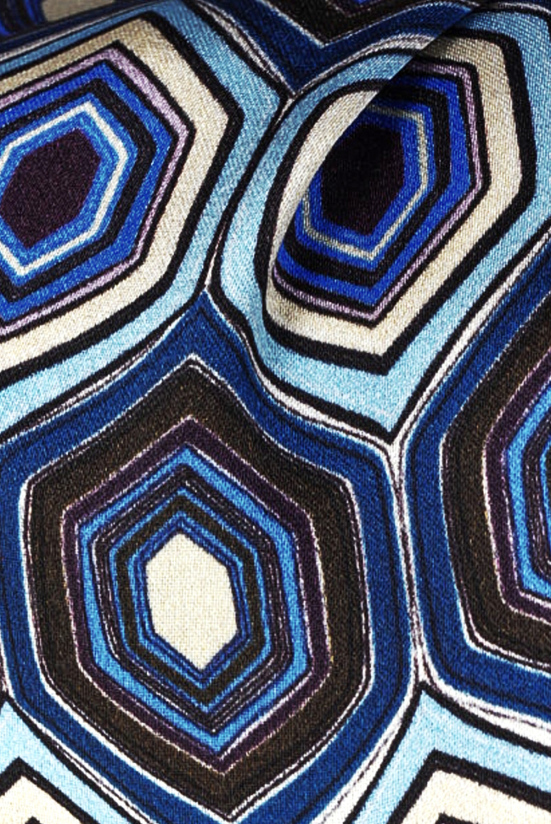 Zijde satijn zeshoek blauw