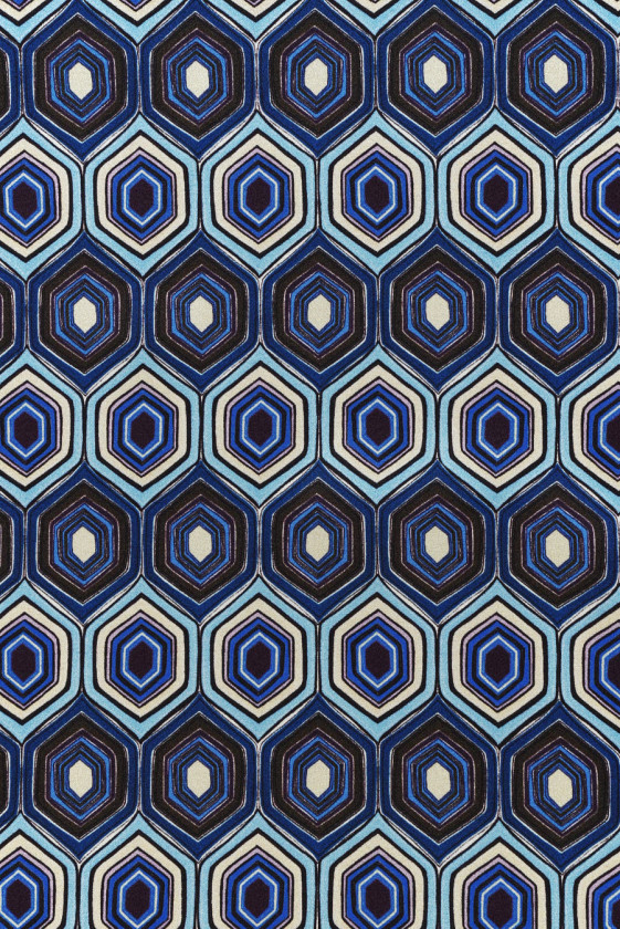 Silk satin hexagon blue