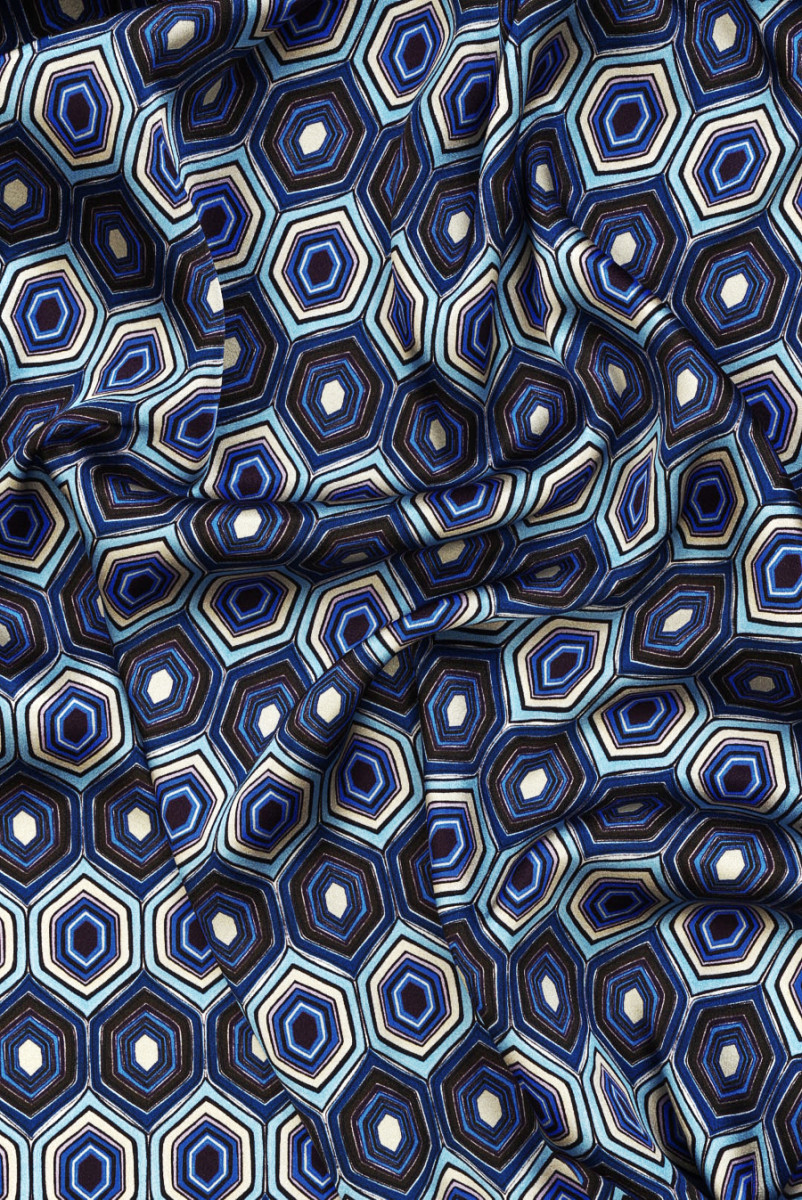 Silk satin hexagon blue