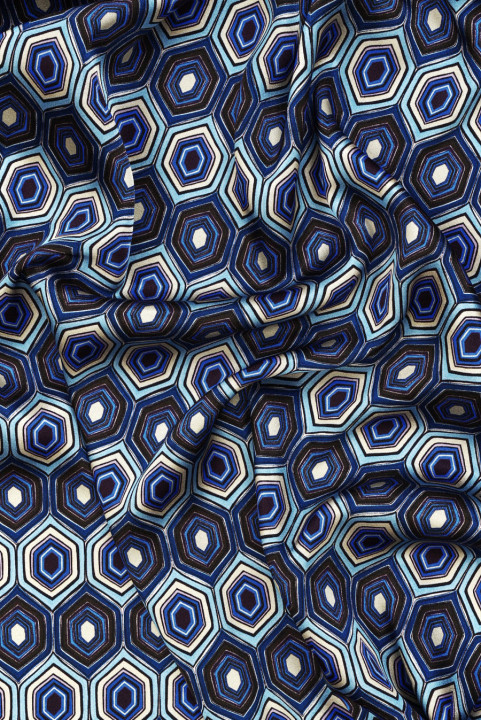 Silk satin hexagon blue