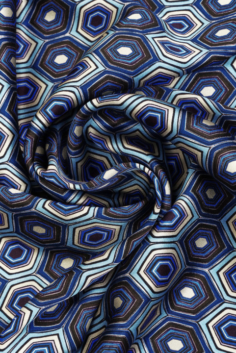 Silk satin hexagon blue