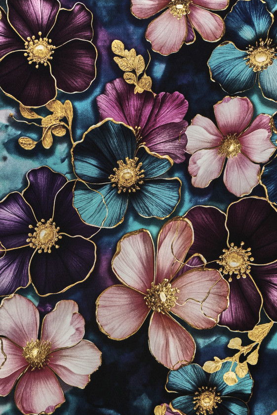 Silk satin turquoise flowers