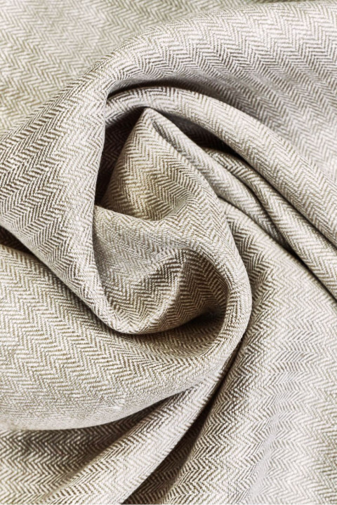 Linen beige and cream herringbone