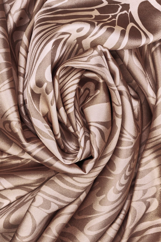 Seidensatin beige Konturen COUPON 100 cm