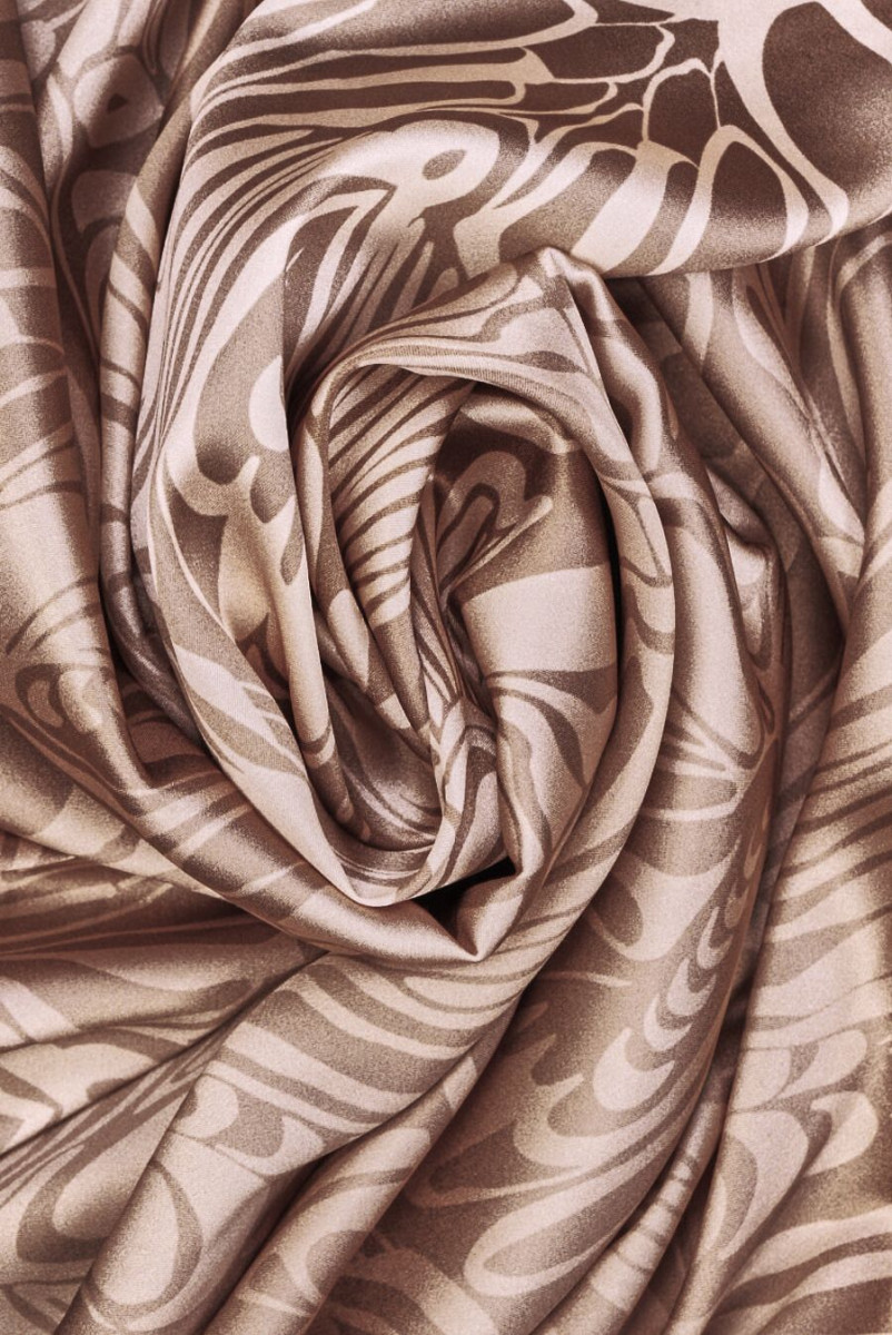 Seidensatin beige Konturen COUPON 100 cm