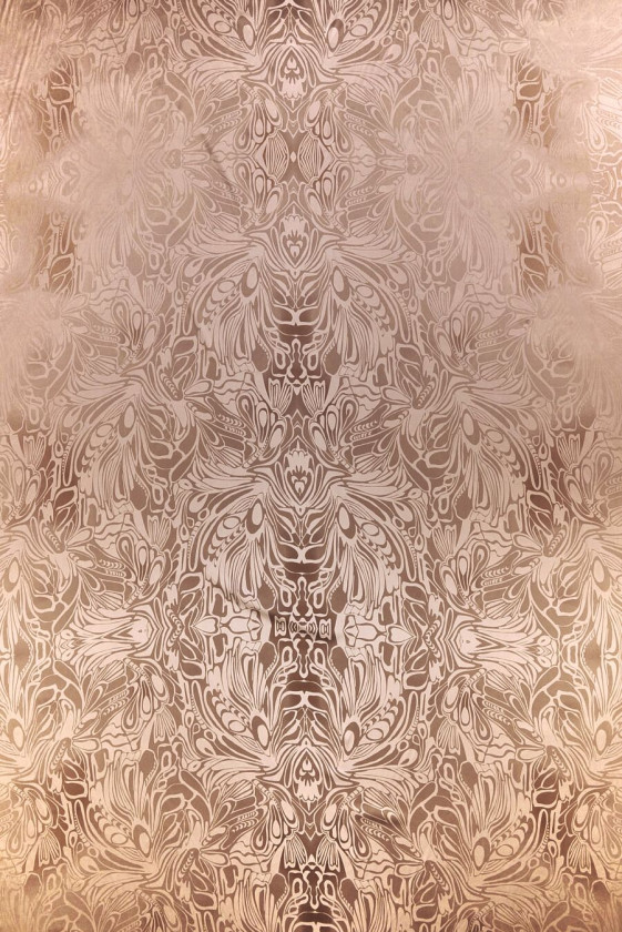 Seidensatin beige Konturen COUPON 100 cm