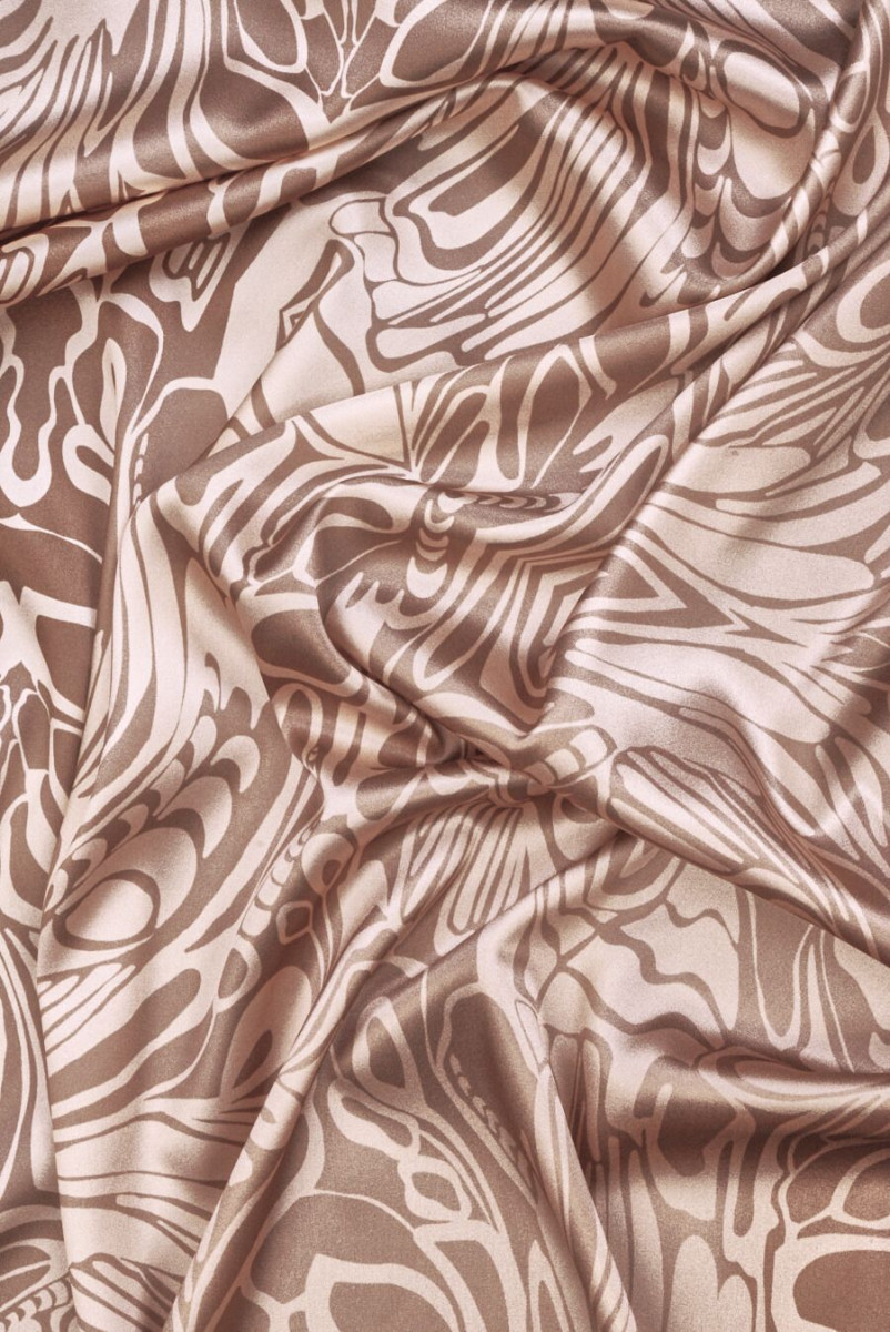 Seidensatin beige Konturen COUPON 100 cm