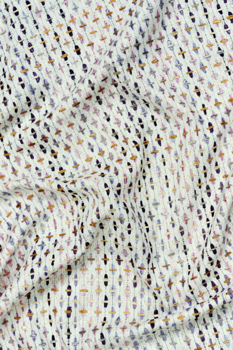Tejido crudo Chanel con morado y rosa