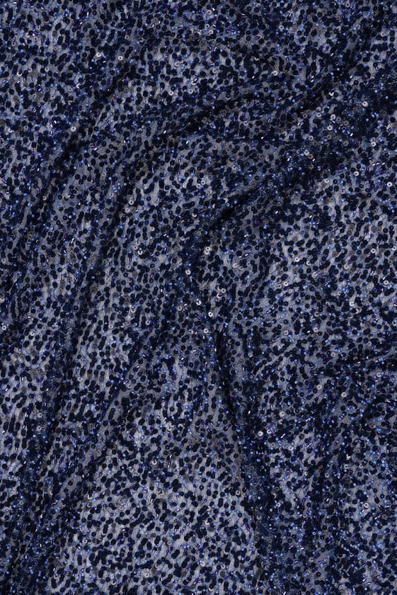 Abendperlen mit Pailletten marineblau COUPON 100cm