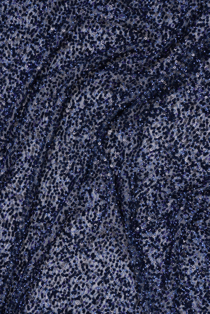 Abendperlen mit Pailletten marineblau COUPON 100cm