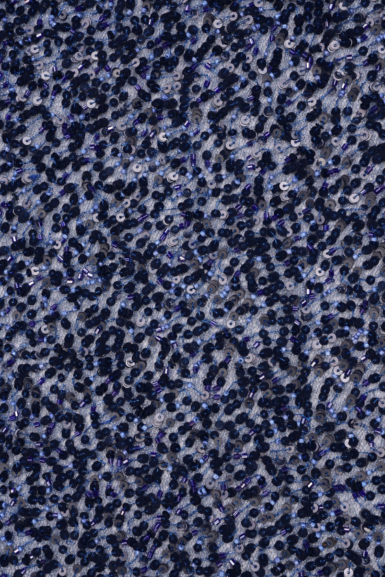 Evening beads with sequins navy blue COUPON 100cm