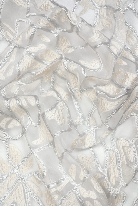 Organza jacquard silver convex motifs