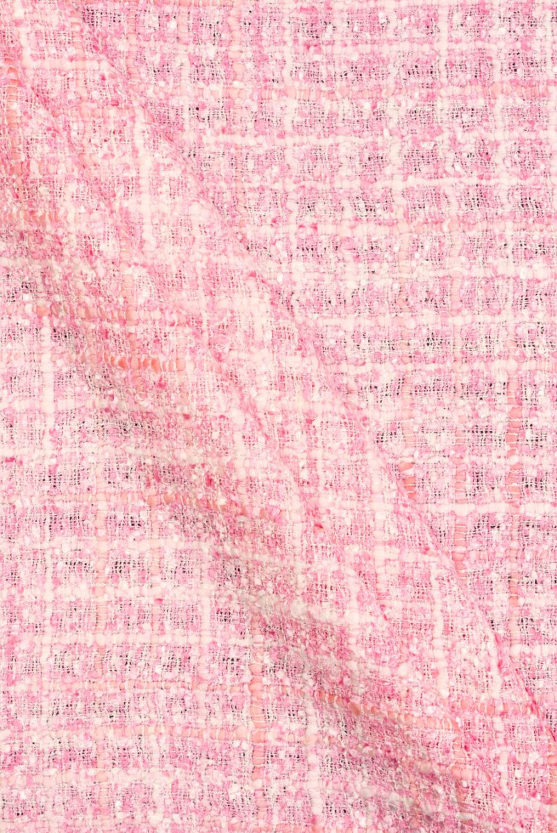 Tkanina typu chanel różowo biała KUPON 130cm