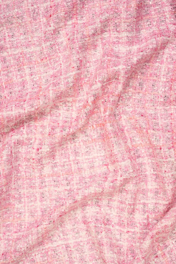 Tkanina typu chanel różowo biała KUPON 130cm