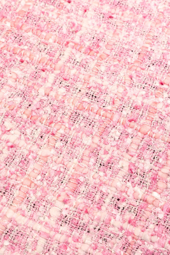 Tkanina typu chanel różowo biała KUPON 130cm