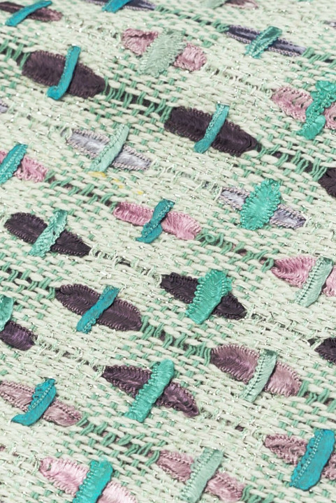 Chanel écru fabric with mint and turquoise