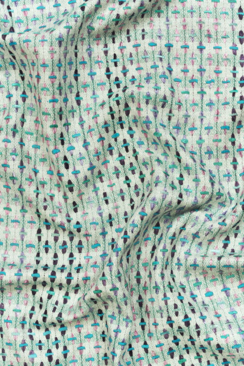 Chanel écru fabric with mint and turquoise