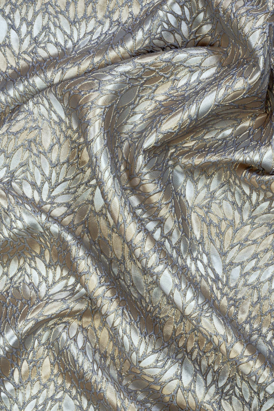 Żakard beżowe liście KUPONY