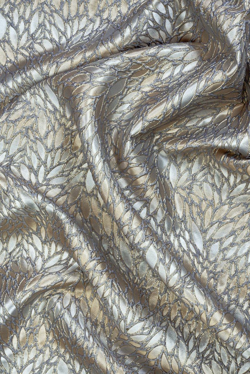 Żakard beżowe liście KUPONY