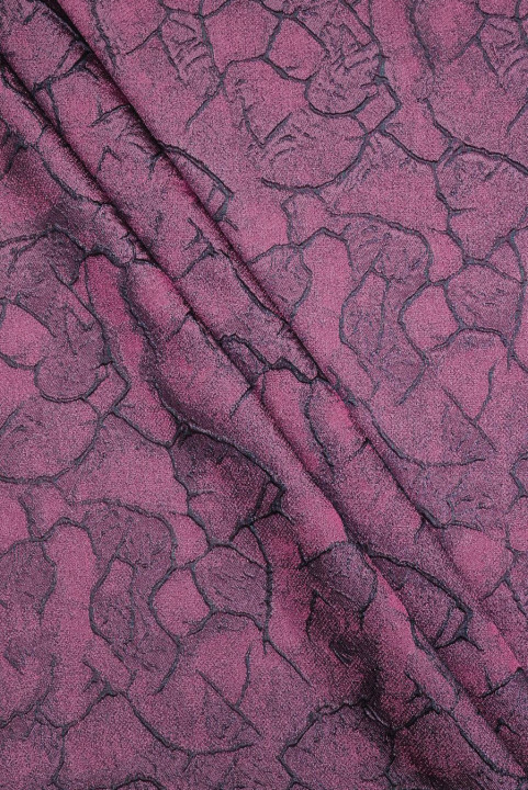 Organza żakardowa fioletowa z wypukłymi kształtami
