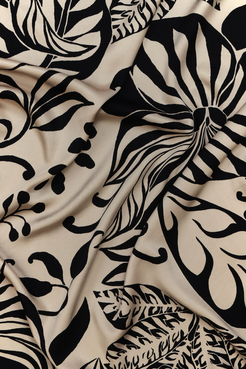 Beige viscose with black flowers
