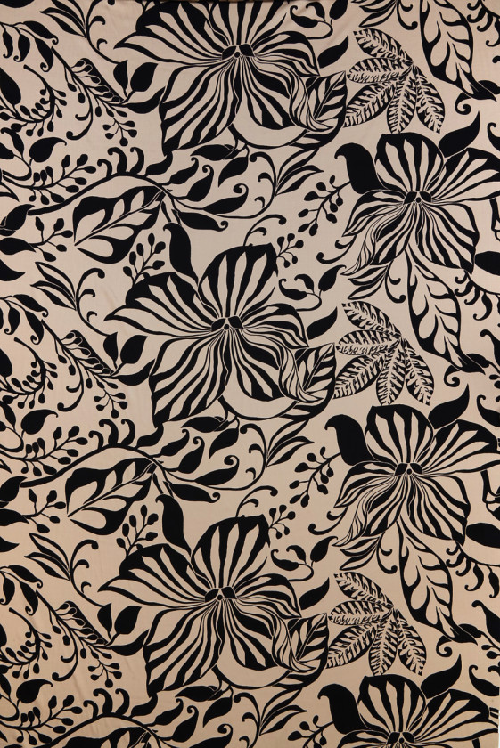 Beige viscose with black flowers